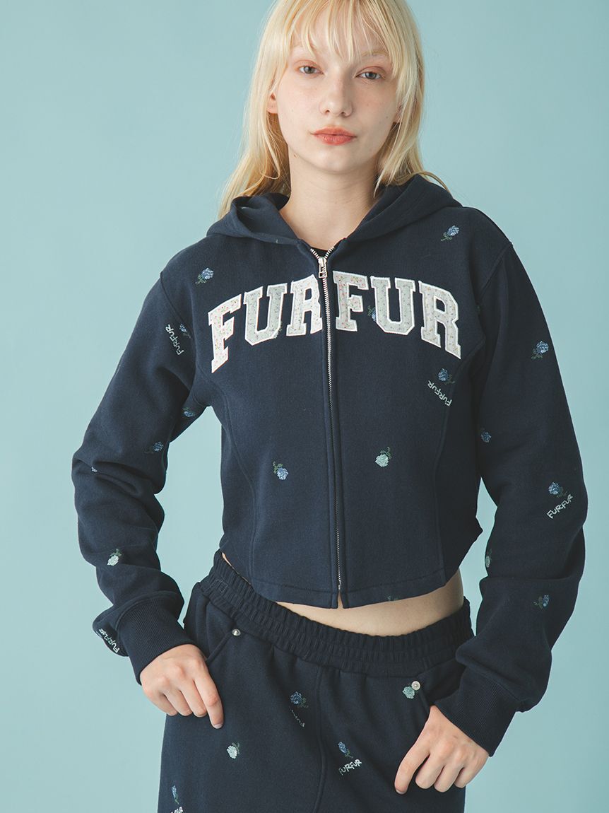 FURFUR「フラワー刺繍ジップアップフーディー」|パーカー|