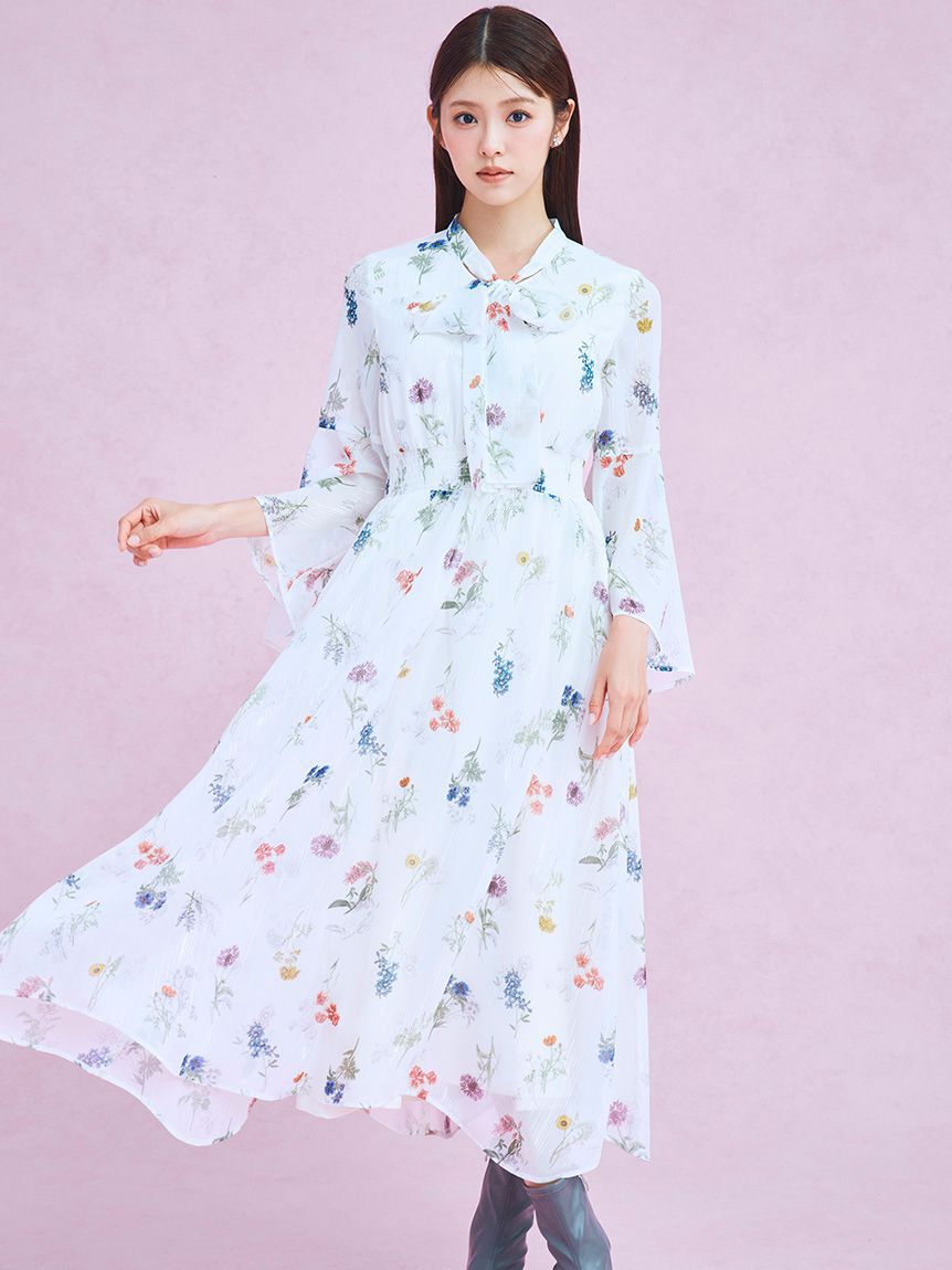 CELFORD「フラワープリントボウタイワンピース」|ワンピース|