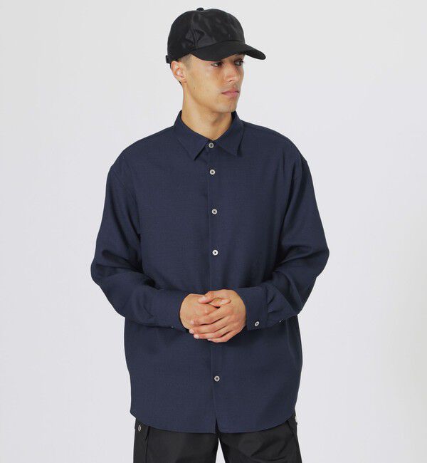  「アフィナージュシースルーシャツ」|シャツ・ブラウス|ネイビー