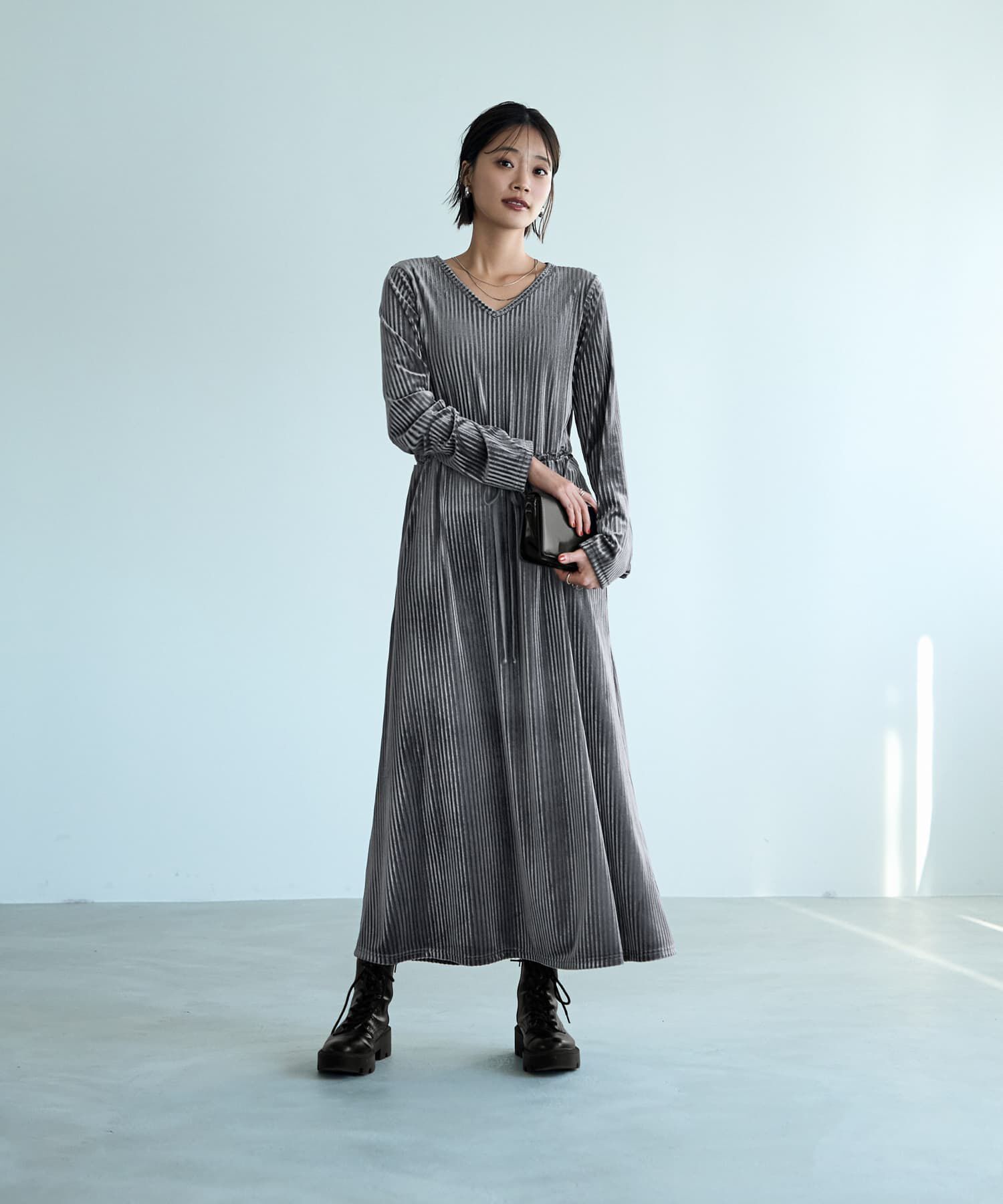 STYLE DELI「ストライプベロアワンピース」|ワンピース|