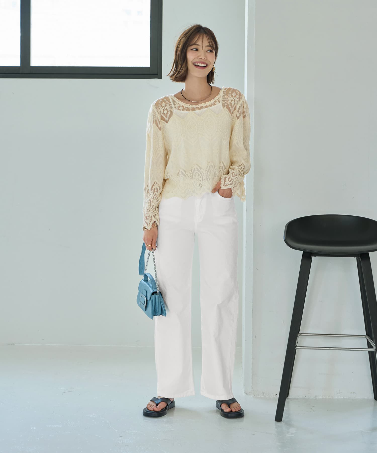 STYLE DELI「ミックスレースのプルオーバーブラウス」|シャツ・ブラウス|