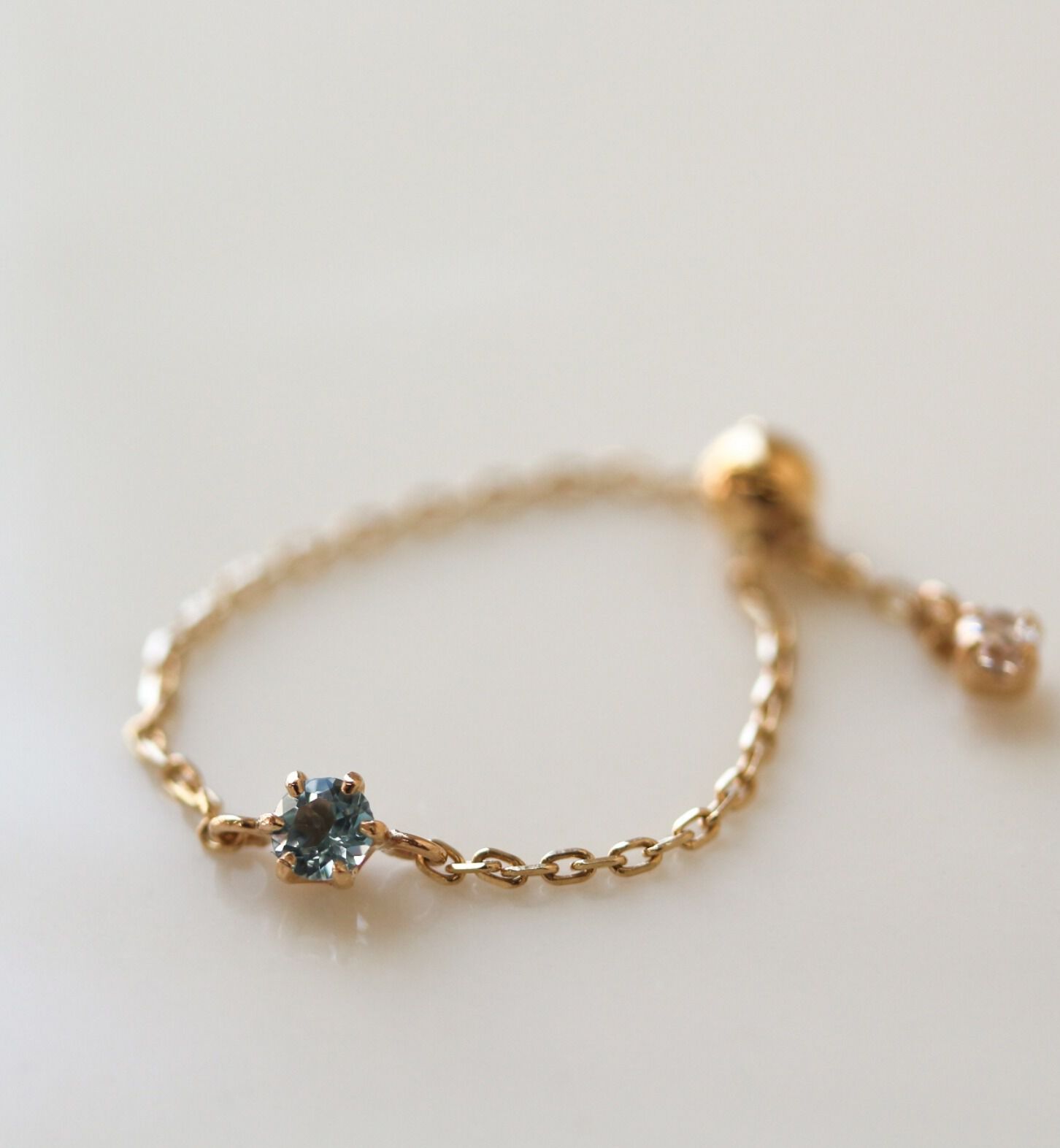  「ブルートパーズ チェーンリング | K10YG【WEB/ランドマーク店限定】」|リング|