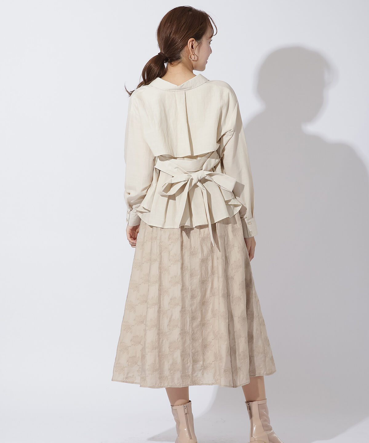 アンドクチュール「ワッシャーシャツ＋刺しゅうキャミワンピース」|ワンピース|