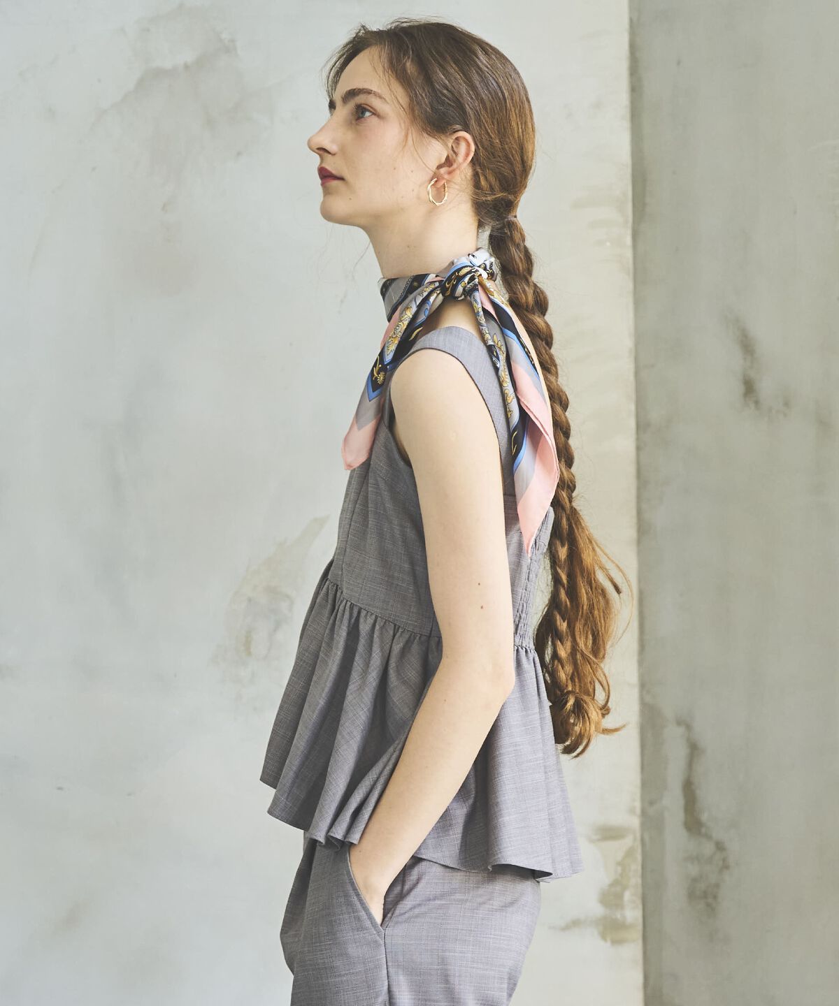 アンドクチュール「シャンブレーペプラムキャミブラウス」|シャツ・ブラウス|