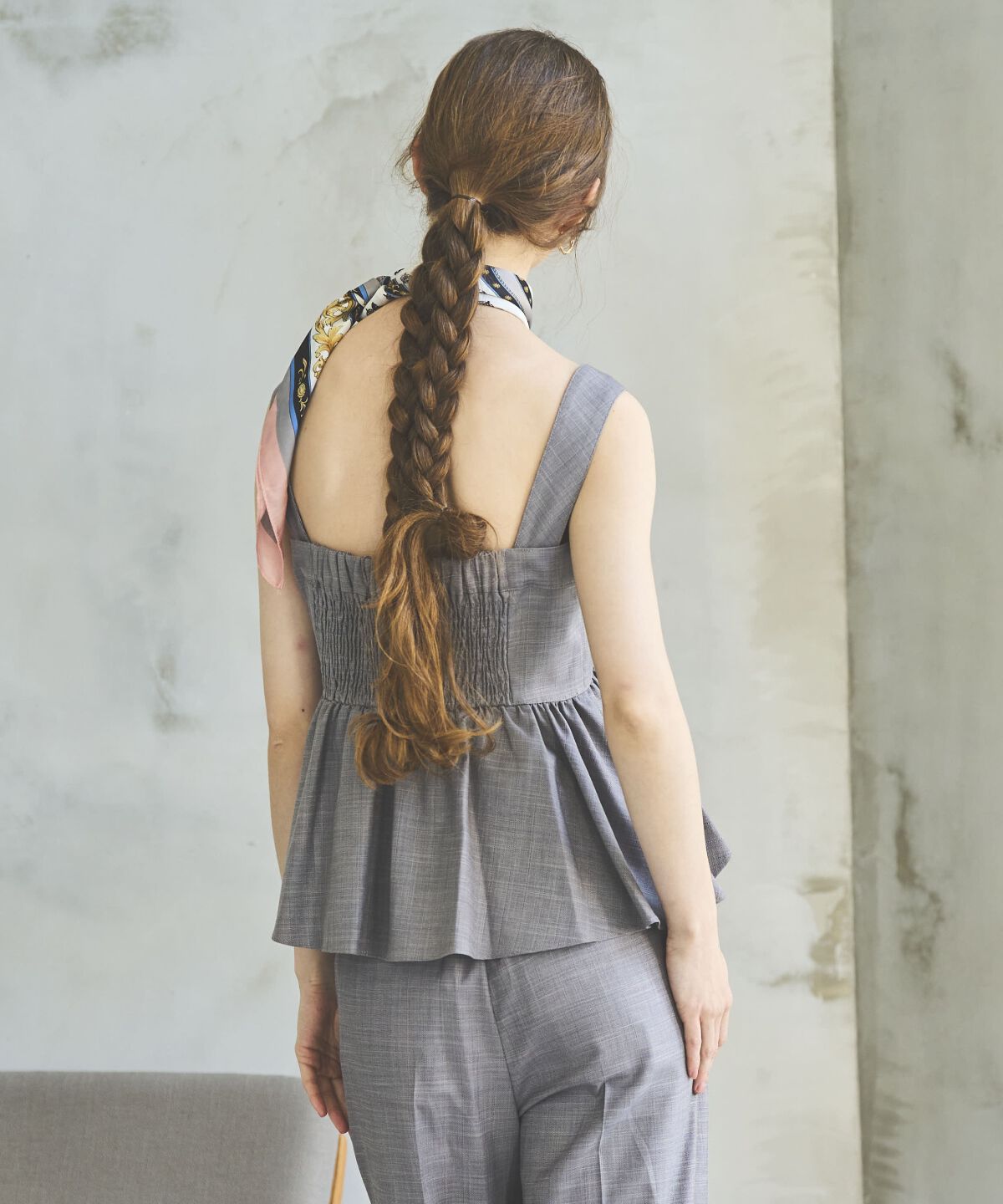 アンドクチュール「シャンブレーペプラムキャミブラウス」|シャツ・ブラウス|