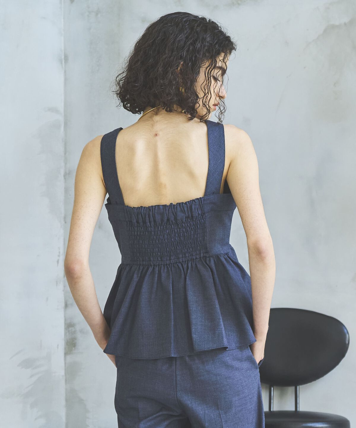 アンドクチュール「シャンブレーペプラムキャミブラウス」|シャツ・ブラウス|