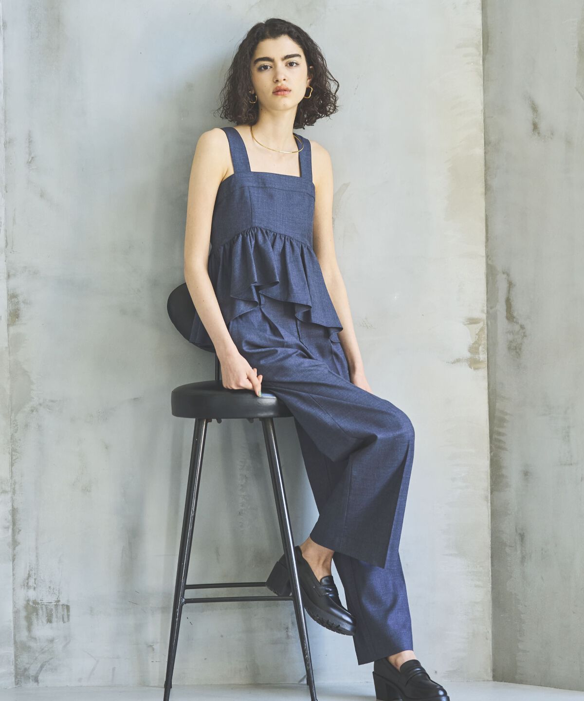 アンドクチュール「シャンブレーペプラムキャミブラウス」|シャツ・ブラウス|