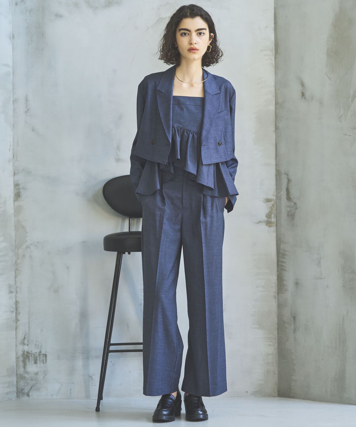 アンドクチュール「シャンブレーペプラムキャミブラウス」|シャツ・ブラウス|