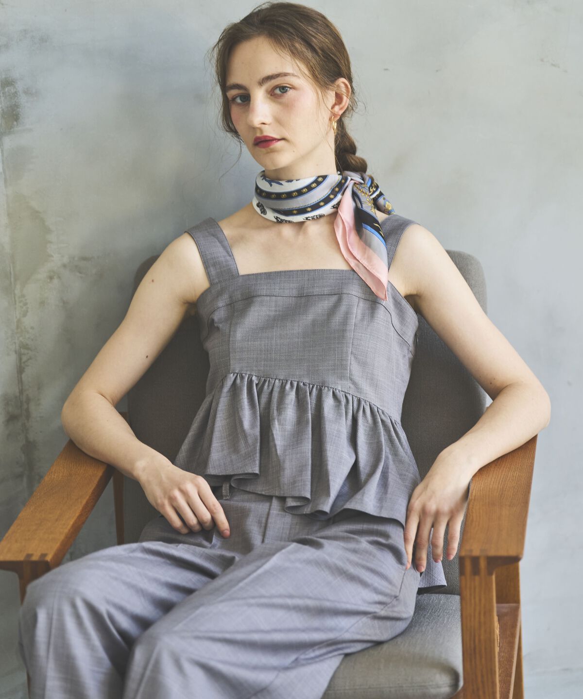 アンドクチュール「シャンブレーペプラムキャミブラウス」|シャツ・ブラウス|