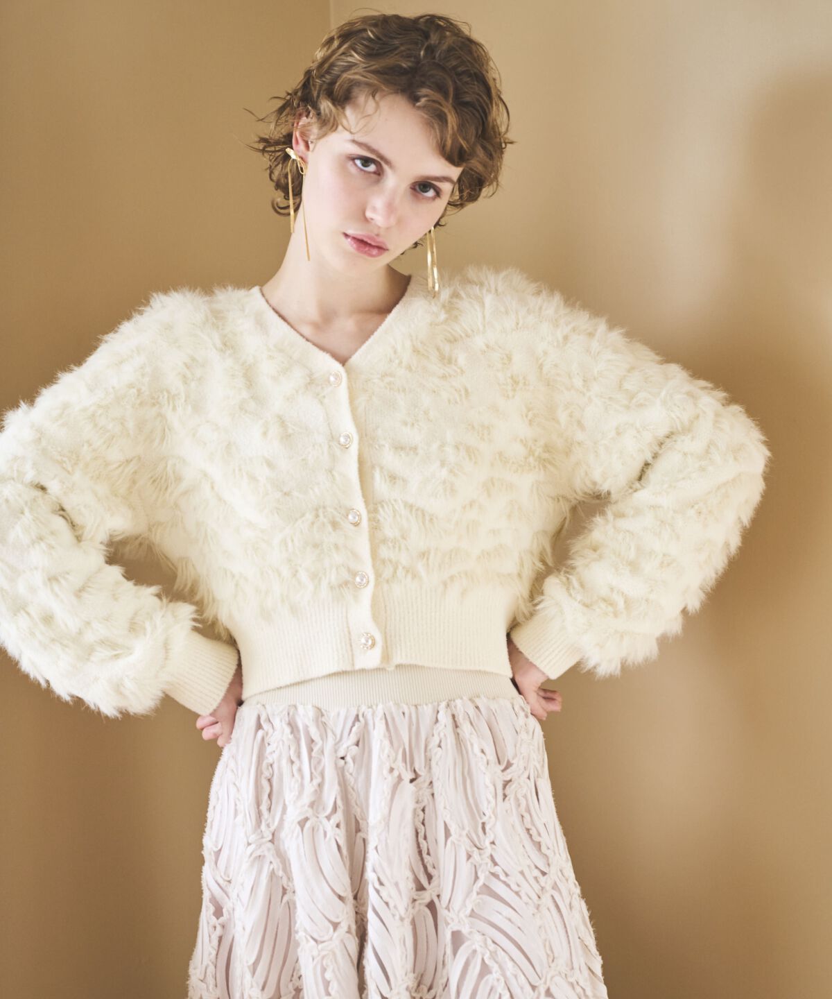 アンドクチュール「ポコポコフェザーカーデ」|カーディガン|