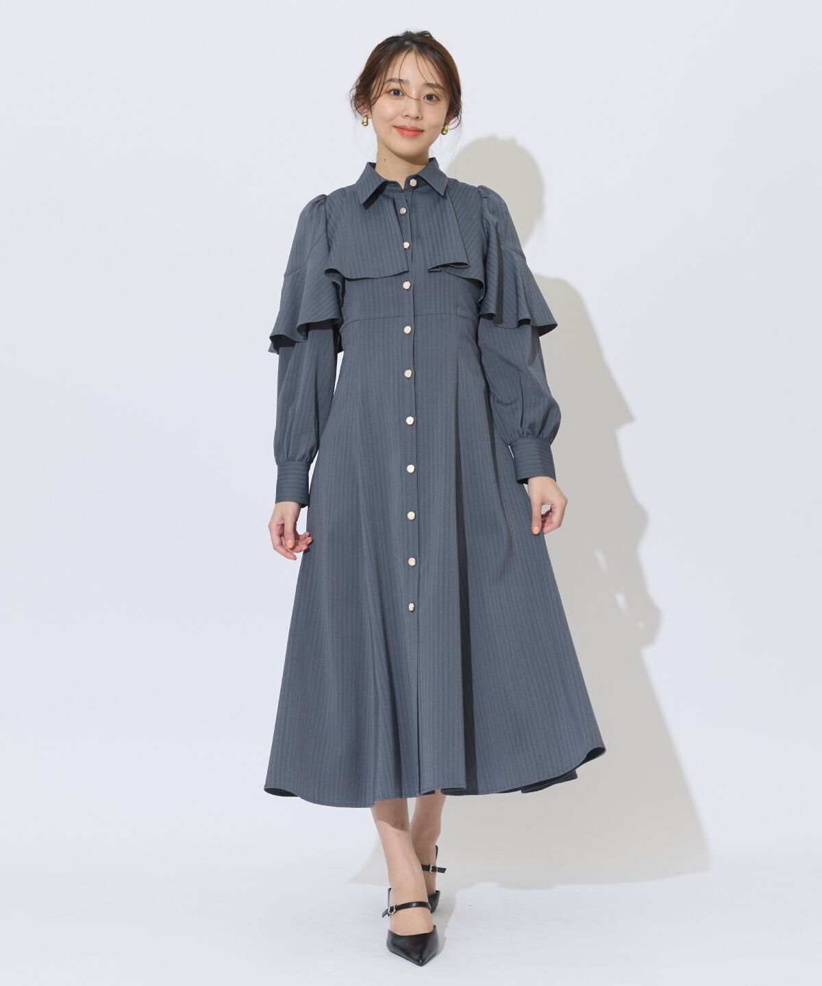 アンドクチュール「ケープフリルシャツワンピース」|ワンピース|