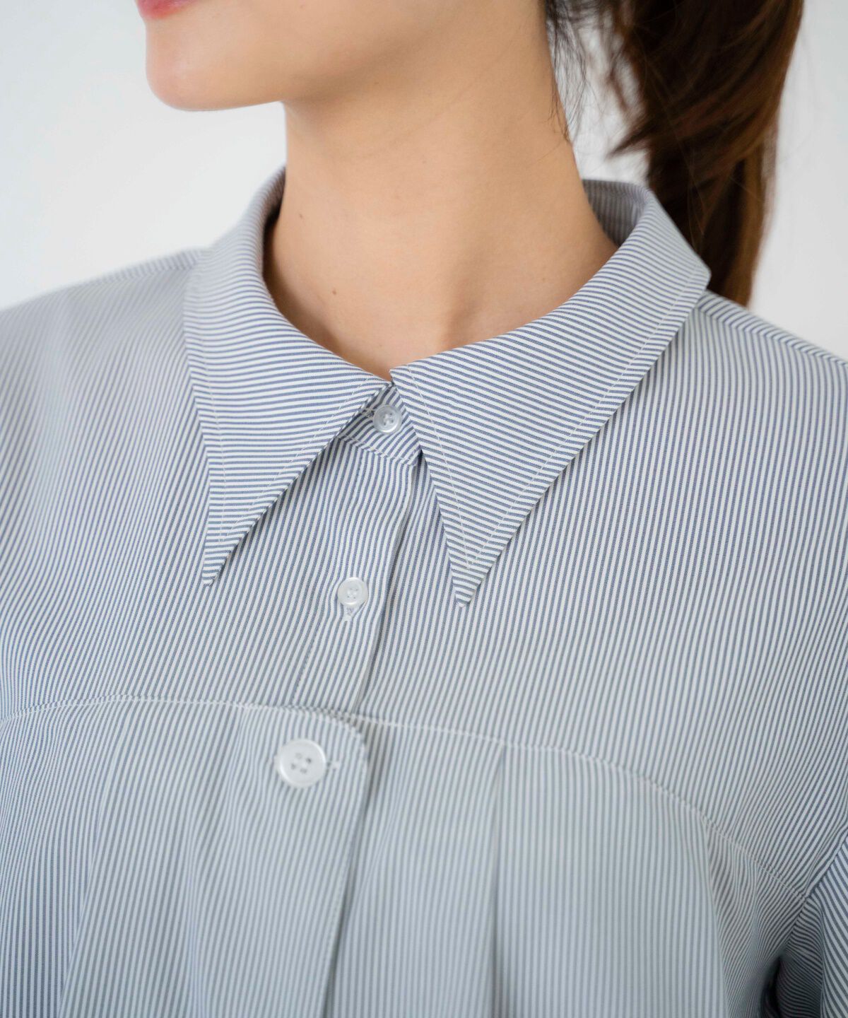 アンドクチュール「ストライプヨークハーフスリーブシャツ」|シャツ・ブラウス|