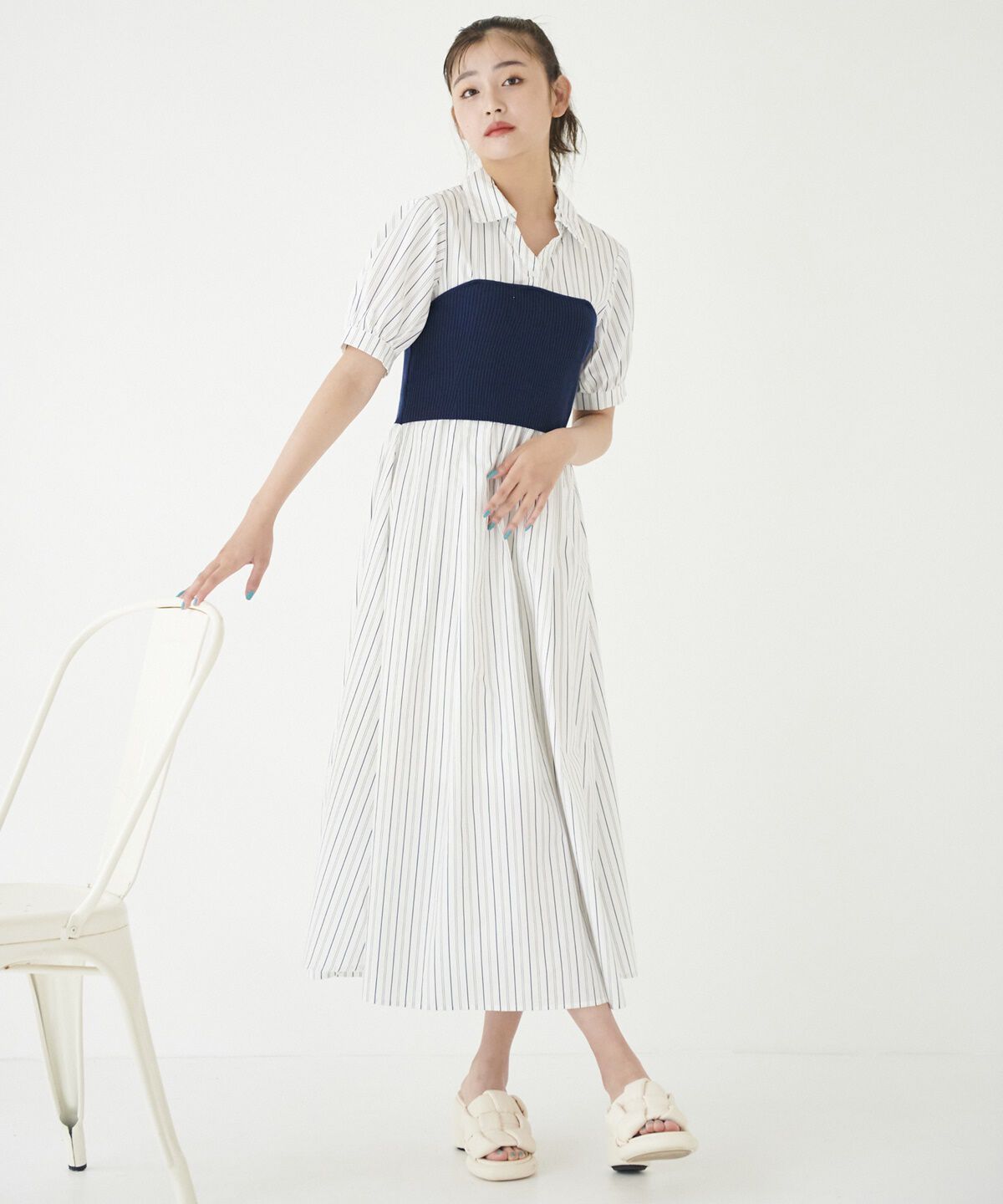 REDYAZEL「ストライプ&times;ニットビスチェコンビワンピース」|ワンピース|