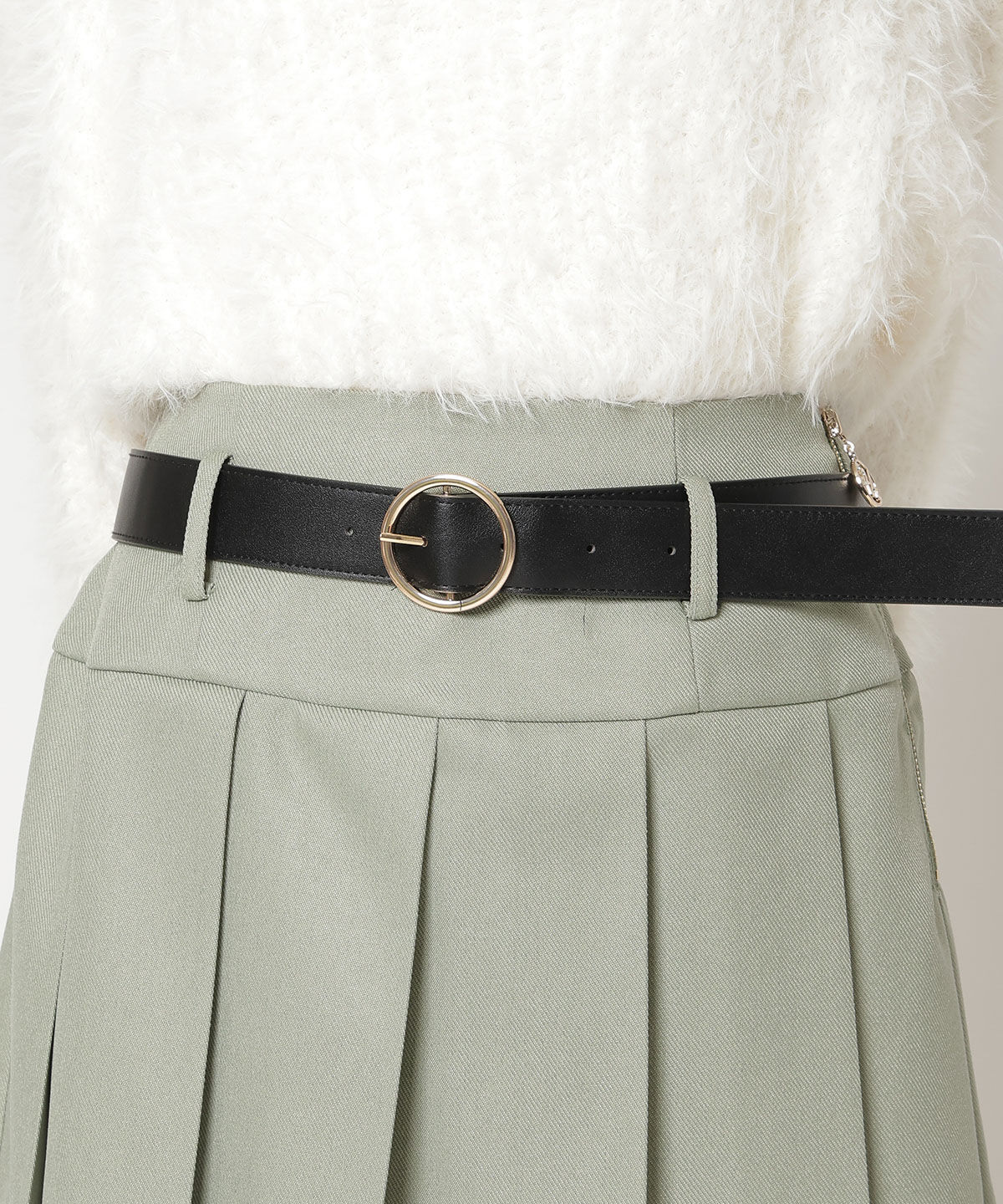 REDYAZEL「ベルト付きローウエストプリーツミニスカート」|フレア|