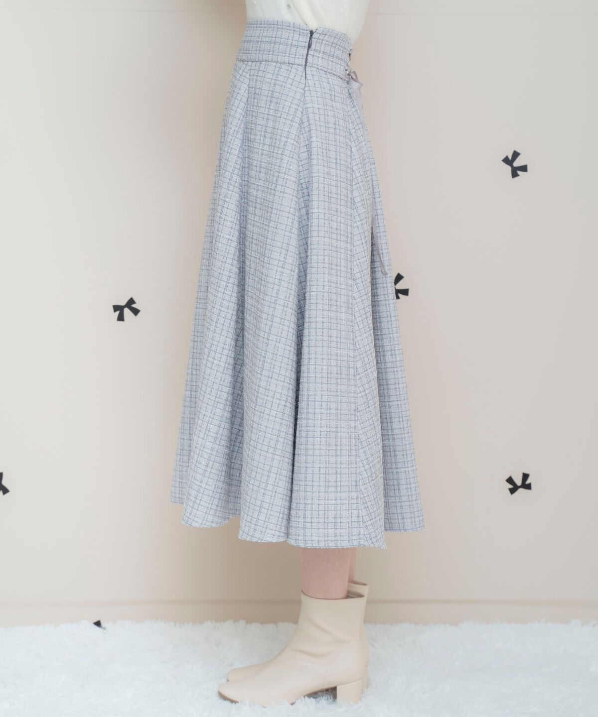 WILLSELECTION「バックスピンドルラメツイードフレアスカート」|フレア|