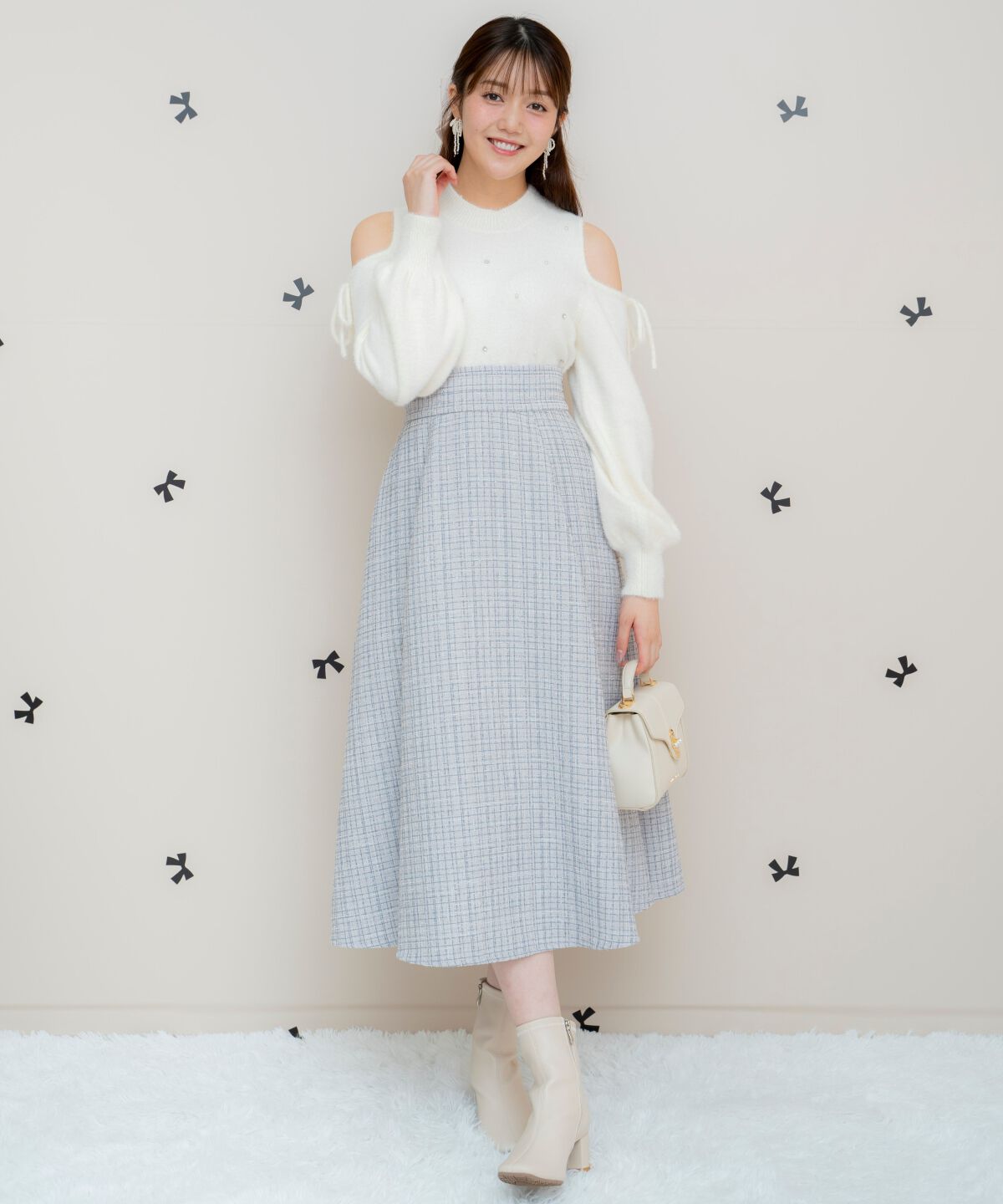 WILLSELECTION「バックスピンドルラメツイードフレアスカート」|フレア|