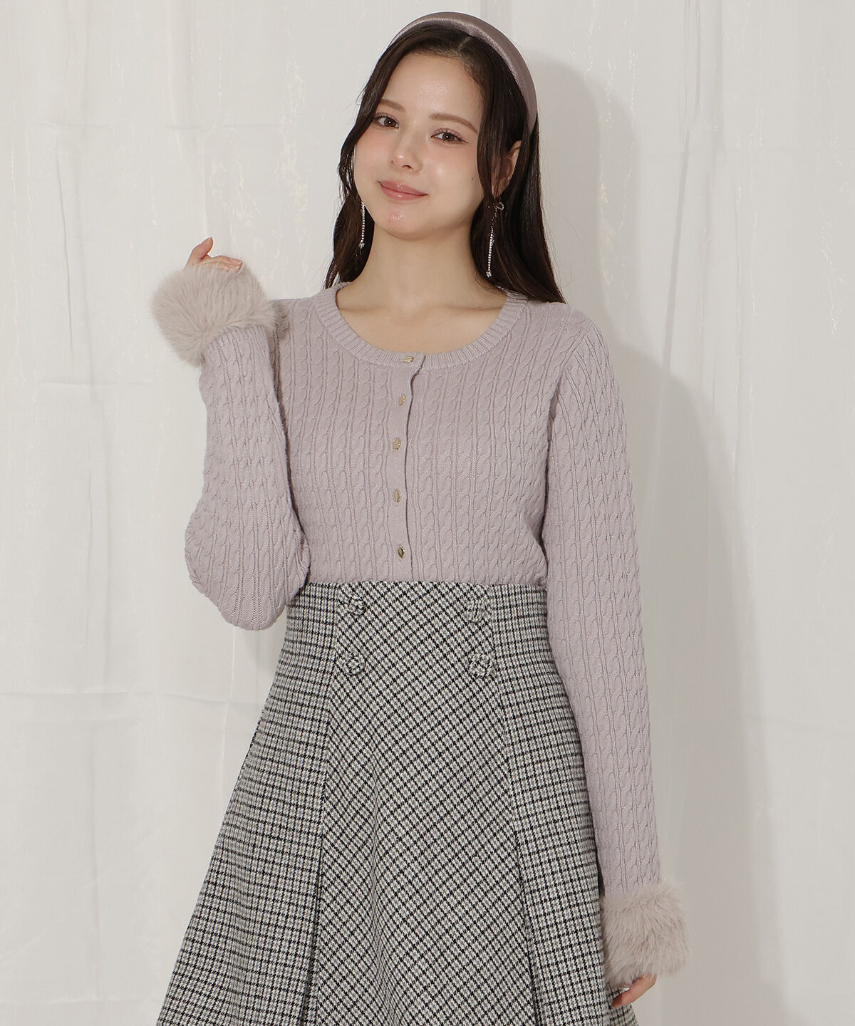 WILLSELECTION「ファーカフスケーブルカーディガン」|カーディガン|