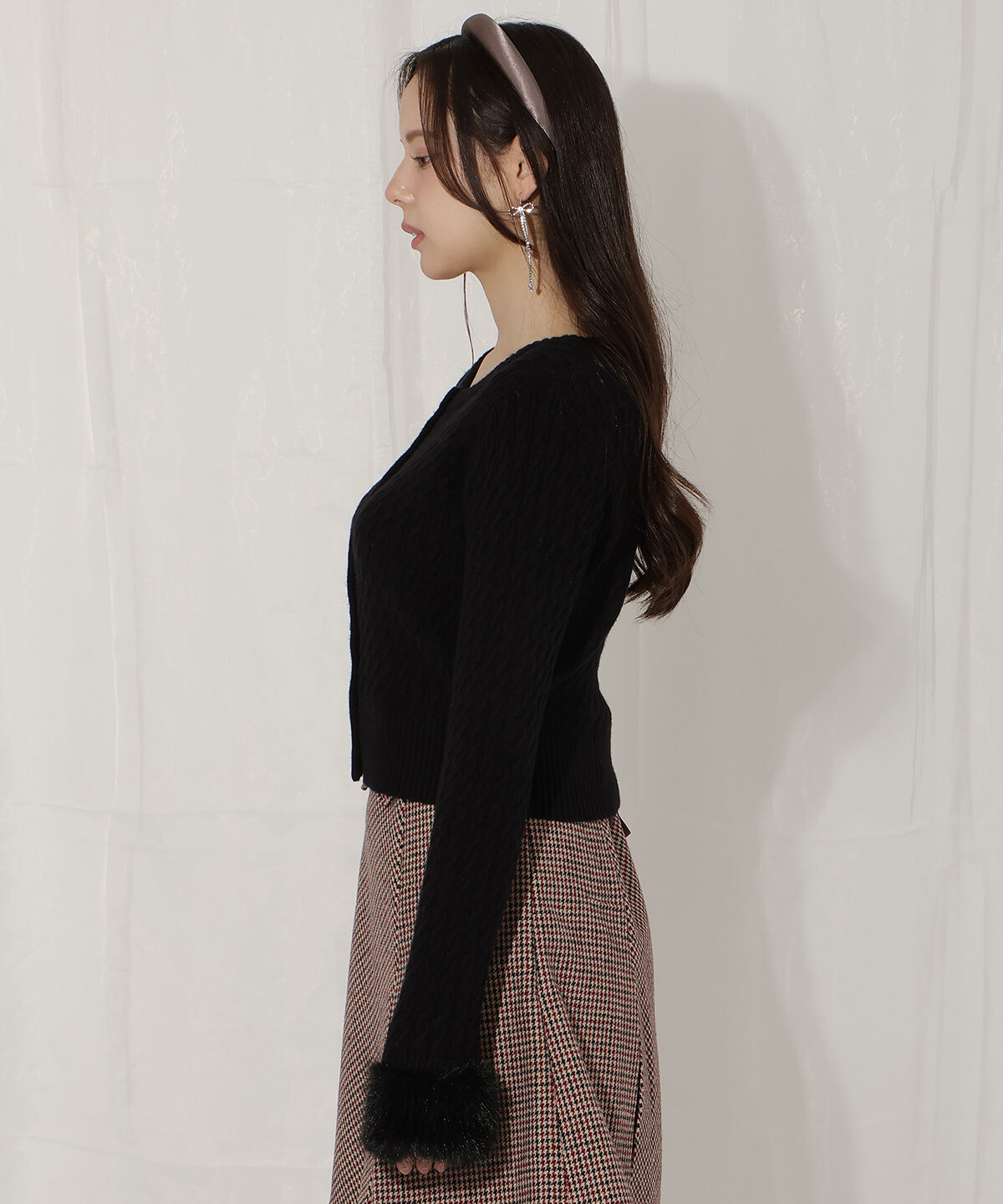 WILLSELECTION「ファーカフスケーブルカーディガン」|カーディガン|