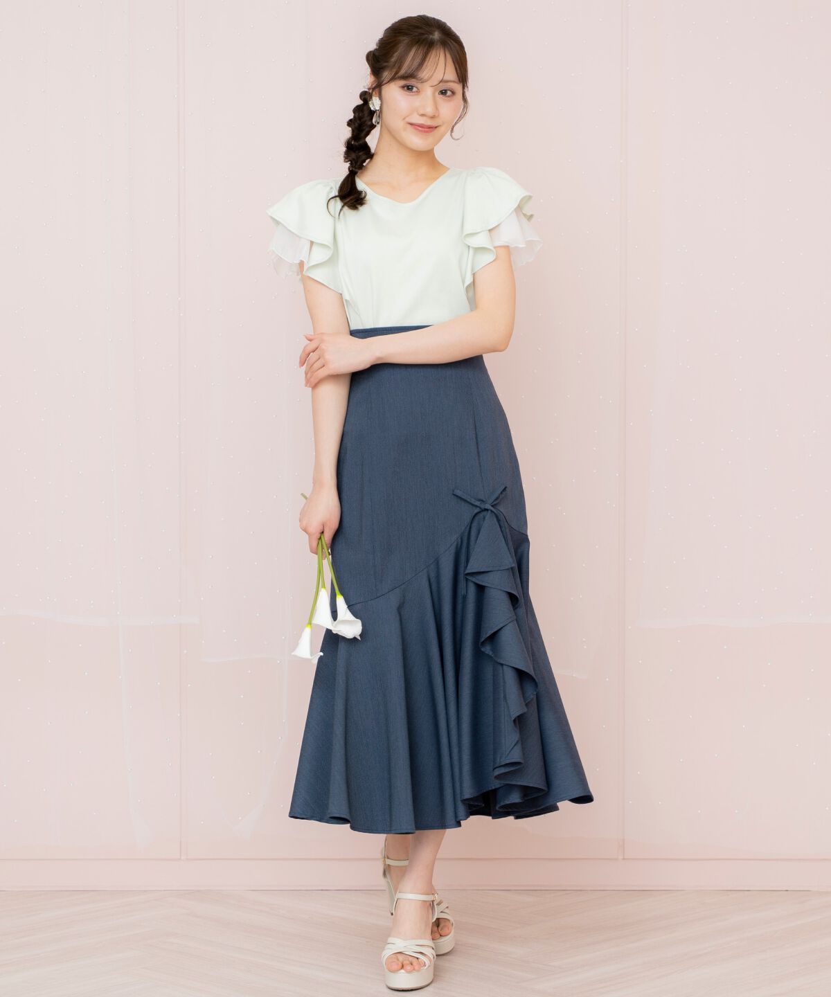 WILLSELECTION「リボンラッフルマーメイドスカート」|フレア|