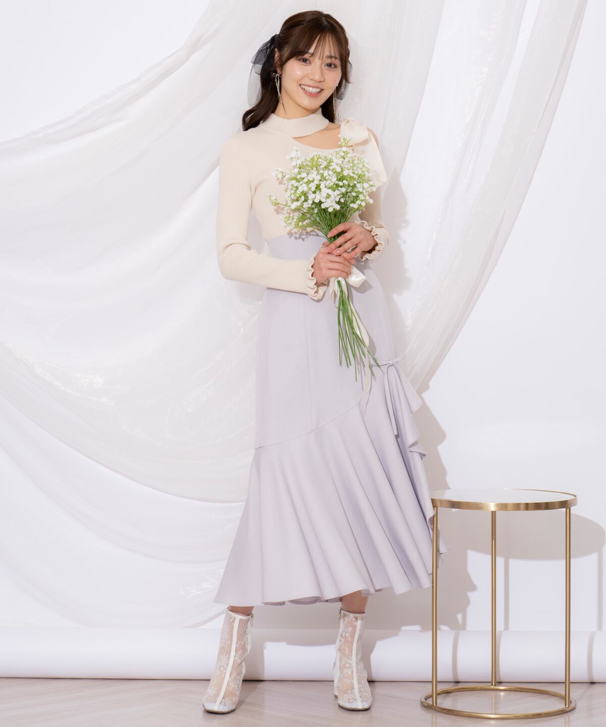 WILLSELECTION「リボンラッフルマーメイドスカート」|フレア|