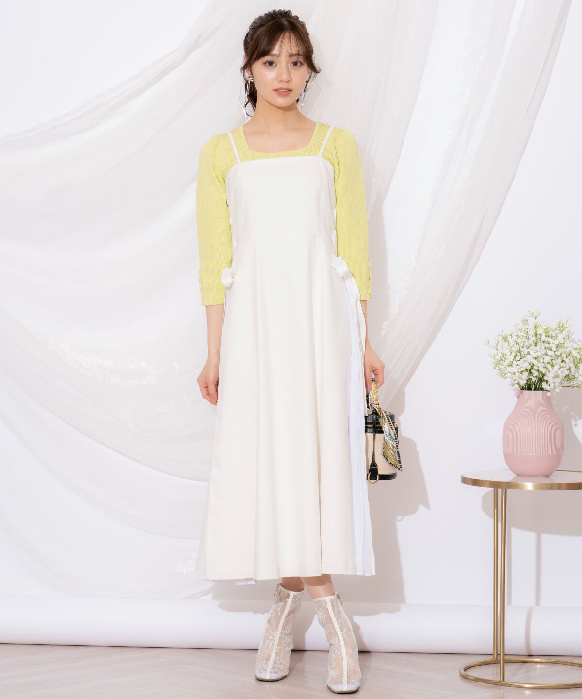 WILLSELECTION「袖フラワーラメ7分袖ニットプルオーバー」|ニット・セーター|