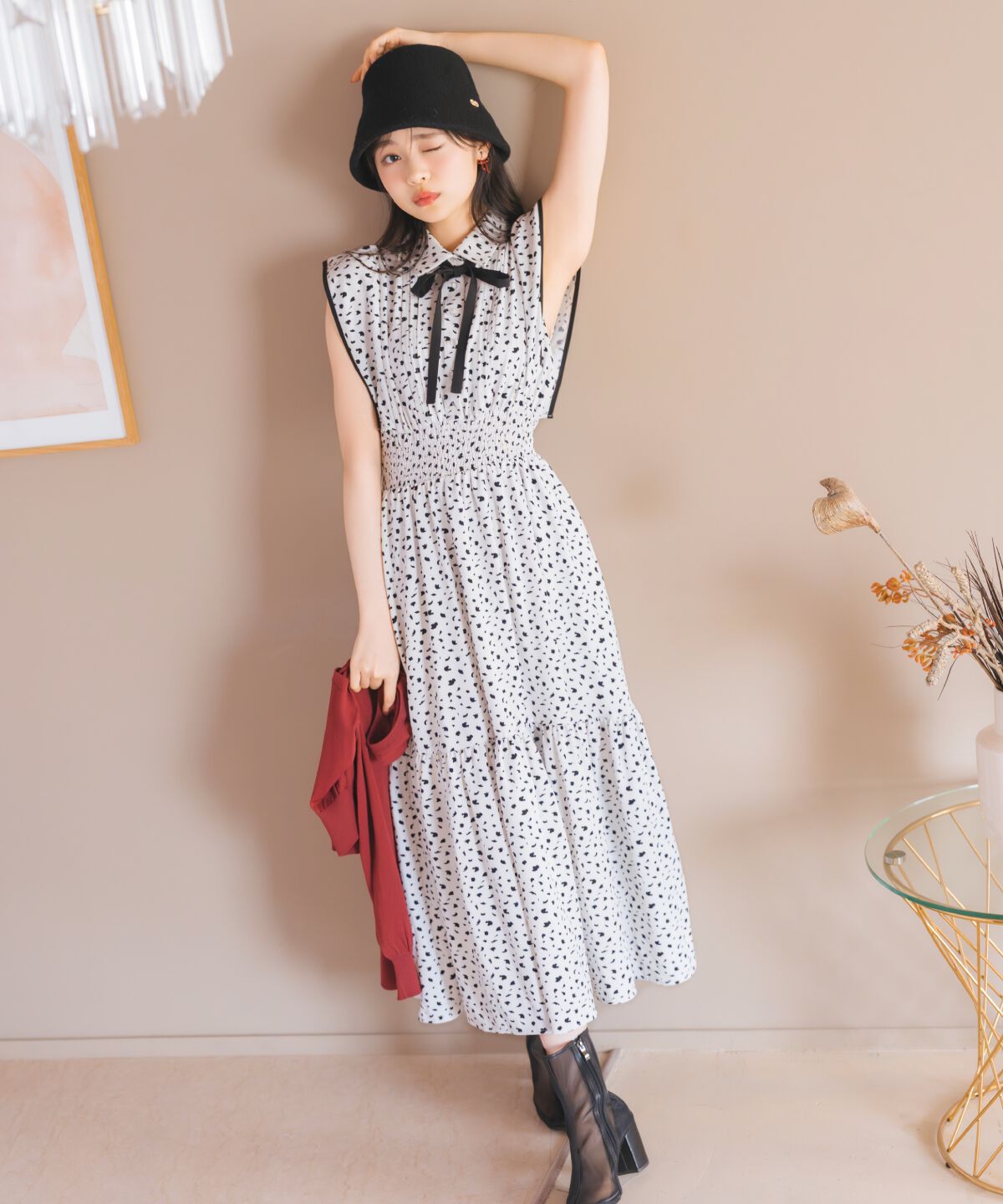 WILLSELECTION「パイピングフリルダルメシアンティアードワンピース」|ワンピース|