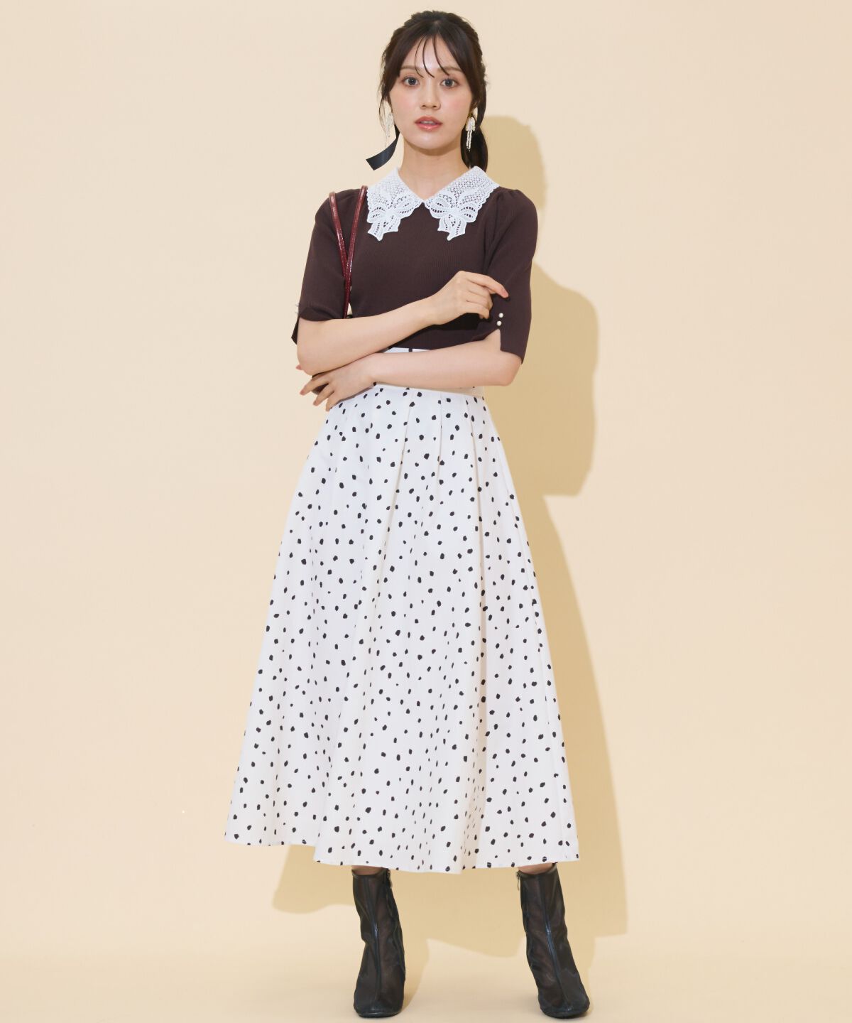 WILLSELECTION「リボンレースカラーリブニット」|ニット・セーター|