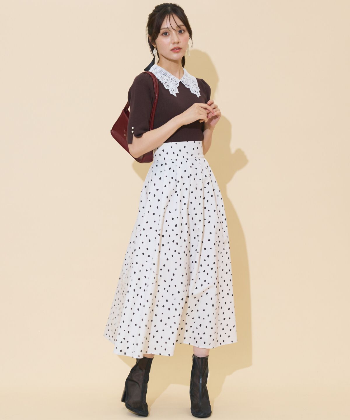 WILLSELECTION「リボンレースカラーリブニット」|ニット・セーター|