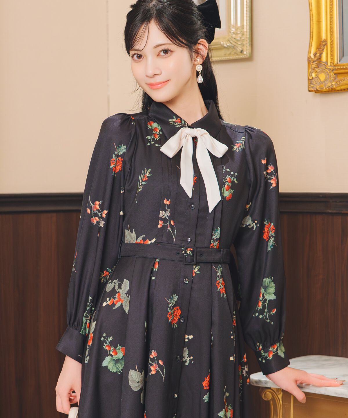 WILLSELECTION「ウィンターボタニカルリボンタイワンピース」|ワンピース|