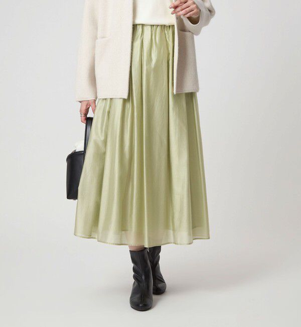 UNITED ARROWS green label relaxing「［size SHORTあり］チンツシアー ギャザー スカート」|フレア|LIME