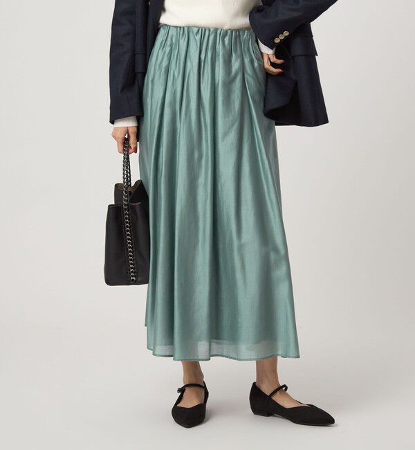 UNITED ARROWS green label relaxing「［size SHORTあり］チンツシアー ギャザー スカート」|フレア|