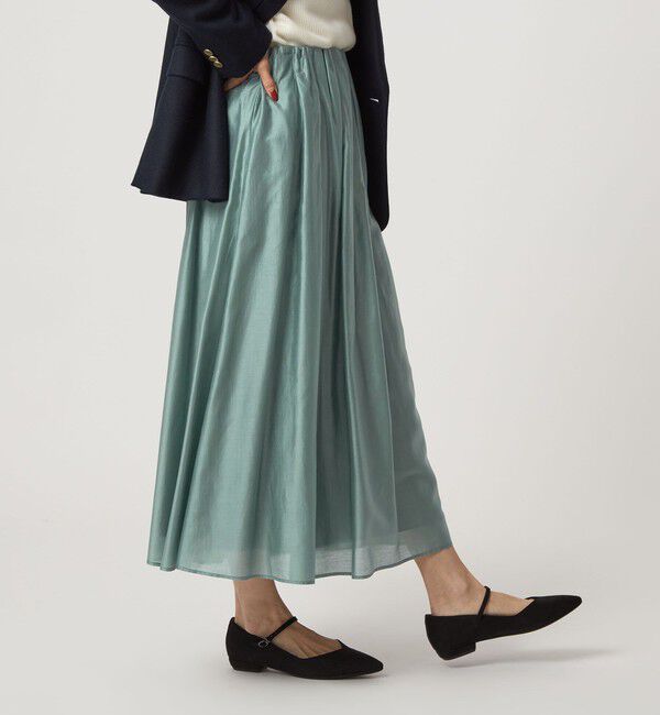 UNITED ARROWS green label relaxing「［size SHORTあり］チンツシアー ギャザー スカート」|フレア|