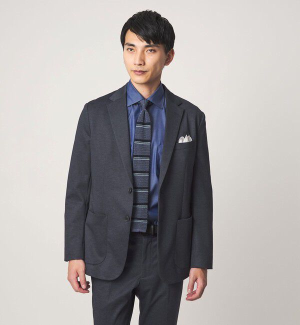 UNITED ARROWS green label relaxing「A+ プリントジャージ 2B スタンダード セットアップ ジャケット -ウォッシャブル・ストレッチ-」|テーラードジャケット|NAVY