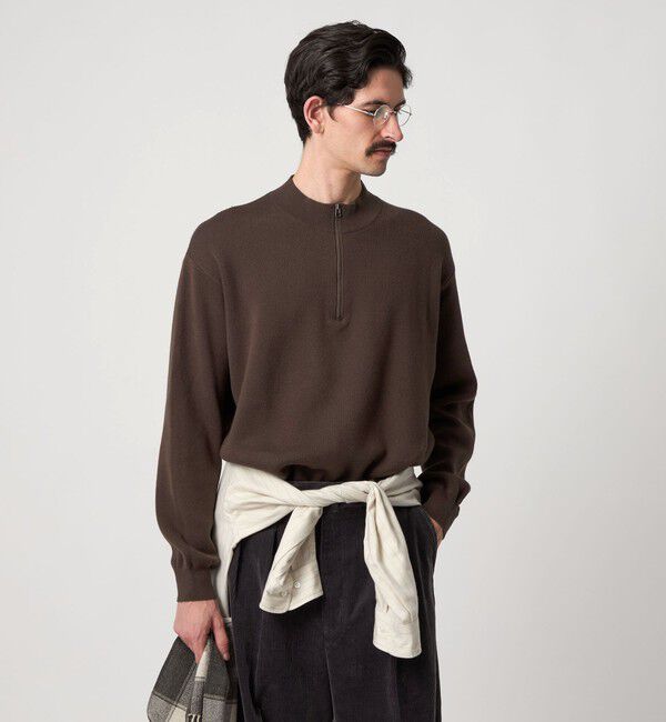 STEVEN ALAN「＜Steven Alan＞ CTN/CA ハーフ ジップ スタンドネック ニット」|ニット・セーター|