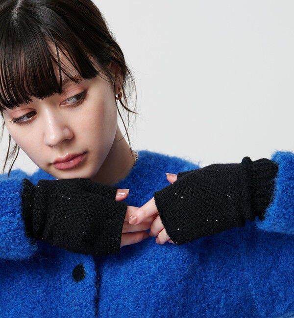 BEAUTY&YOUTH UNITED ARROWS「スパンコール リブ フィンガーレス グローブ」|手袋|