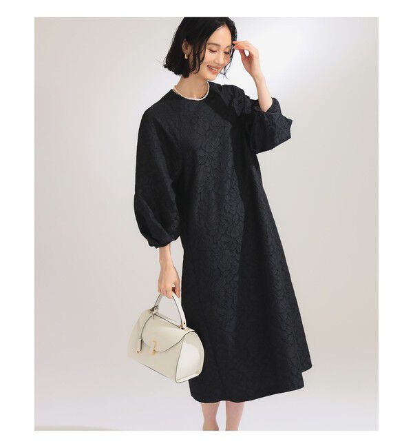 Demi-Luxe BEAMS 「フクレ織りジャカード パフスリーブ ドレス＊」|ワンピース|