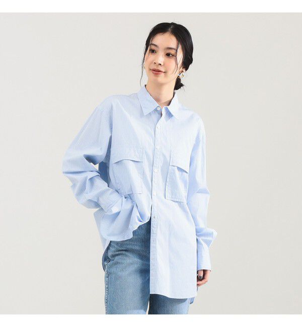 Demi-Luxe BEAMS 「【別注】:colon / スビンコットン ストライプ シャツ」|シャツ・ブラウス|別注SAX/WHITE STRIPE