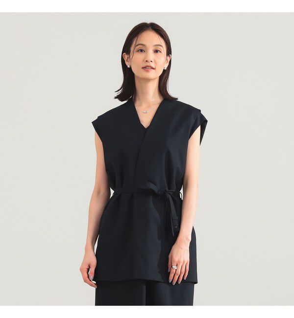 Demi-Luxe BEAMS 「【別注】ATON / ウールトロピカル ノーカラー ジレ」|ベスト・ジレ|