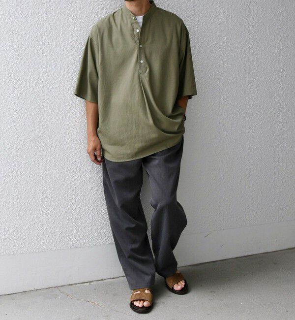 SHIPS any「SHIPS any:〈洗濯機可能〉リネン / レーヨン バンド スキッパー ハーフスリーブ プルオーバー シャツ◇」|シャツ・ブラウス|