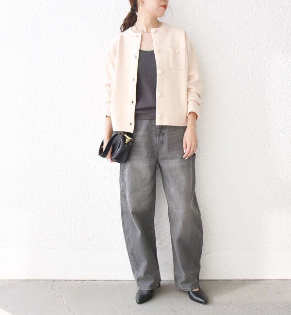 SHIPS any「SHIPS any: ミラノリブ ノーカラー ニット ジャケット カーディガン」|カーディガン|