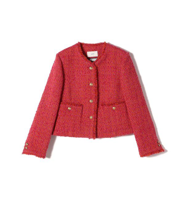 SHIPS for women「GIOLICA: ツイード ノーカラー ジャケット」|ノーカラージャケット|