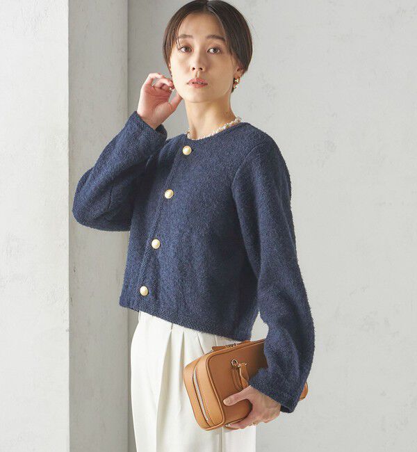 SHIPS for women「〈手洗い可能〉ミックス ツイード ショート ジャケット」|カーディガン|