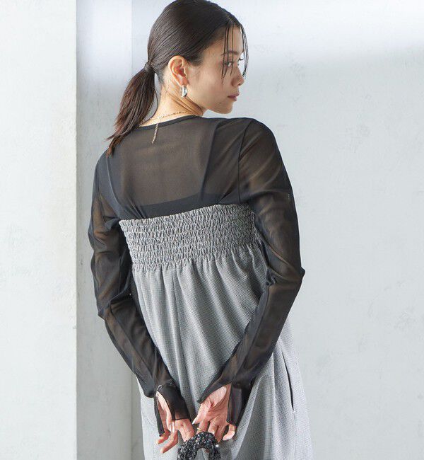 SHIPS for women「〈手洗い可能〉ストレッチ チュール ロング スリーブ TEE」|Tシャツ・カットソー|