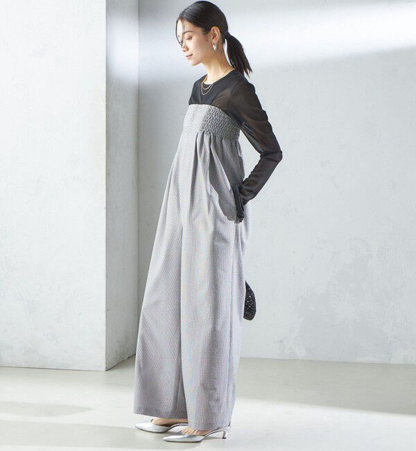 SHIPS for women「〈手洗い可能〉ストレッチ チュール ロング スリーブ TEE」|Tシャツ・カットソー|