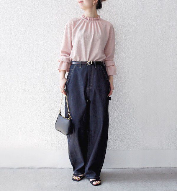 SHIPS any「SHIPS any:〈洗濯機可能〉シアー ジャージー スタンド フリル カット ブラウス」|シャツ・ブラウス|