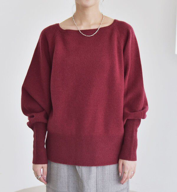 quaranciel「quaranciel:〈手洗い可能〉AQUA カシミヤ ミックス ボートネック ロングリブ パフ ニット」|ニット・セーター|