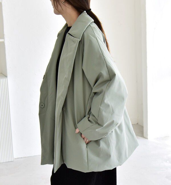 quaranciel:〈撥水加工〉中綿 テーラード ミドル Wボタン ジャケット