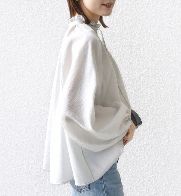 SHIPS for women「〈手洗い可能〉シアー タンブラー リボン デザイン 長袖 ブラウス」|シャツ・ブラウス|