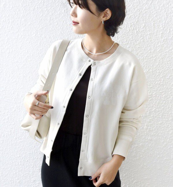 SHIPS for women「【SHIPS別注】TENNESSEE:〈洗濯機可能〉スナップ 釦 スウェット カーディガン」|カーディガン|アイボリー
