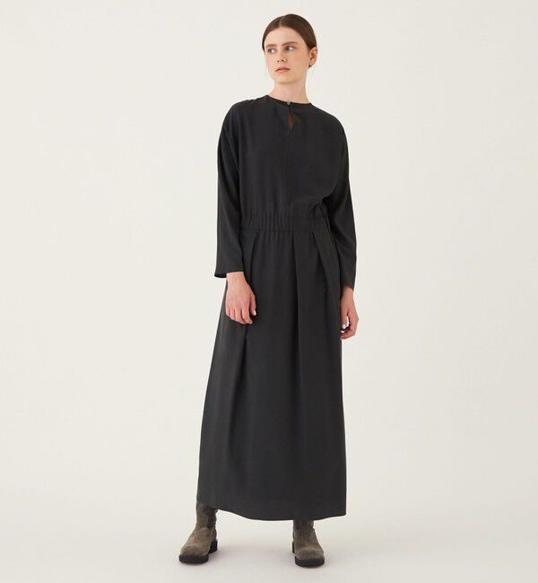 GALERIE VIE「シルクサンドウォッシュ スカーフカラーマキシワンピース」|ワンピース|